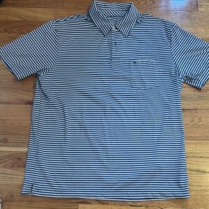 Vineyard Vines Navy and White Striped Polo